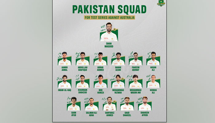 Pakistan unveil squad for Australia tour