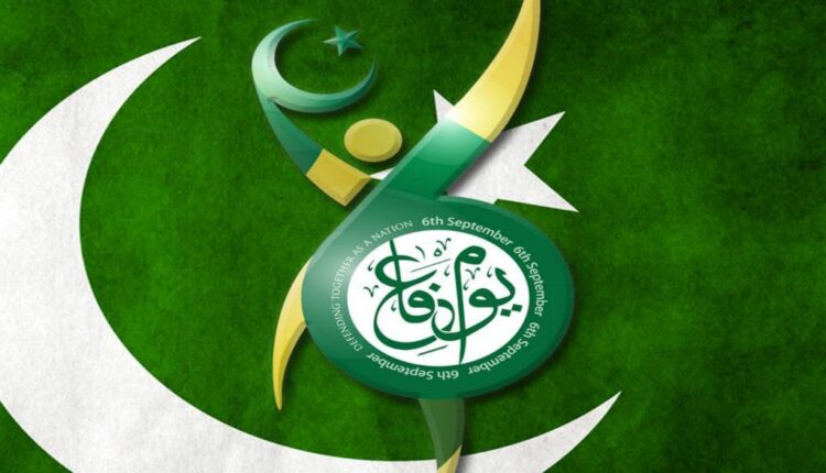 Pakistan Defence Day parade with soldiers marching and fighter jets flying in formation.