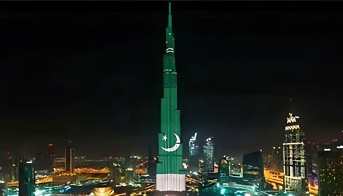Burj Khalifa lights up in Pakistan’s flag colors to mark 78th Independence Day