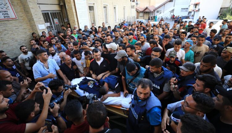 Al Jazeera journalists’ tent destroyed in Israeli airstrike near Shifa Hospital, Gaza City.