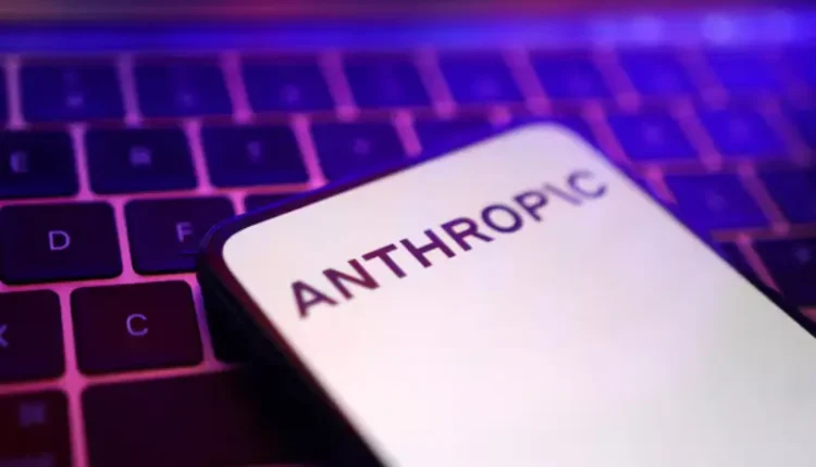 Anthropic headquarters with AI security warning symbol highlighting restrictions on Chinese-owned companies using Claude AI services.