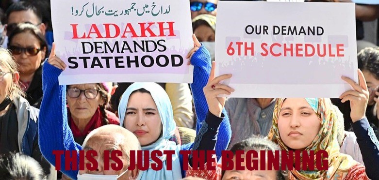 Leh youth protest for justice