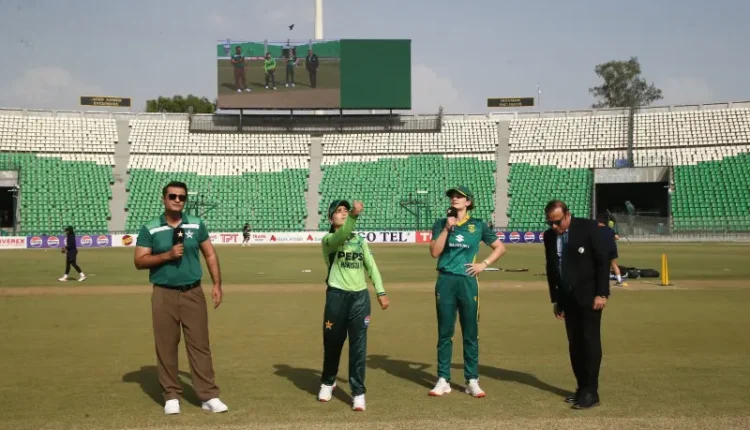 Pakistan women's cricket team captain Fatima Sana during the toss ceremony against South Africa.