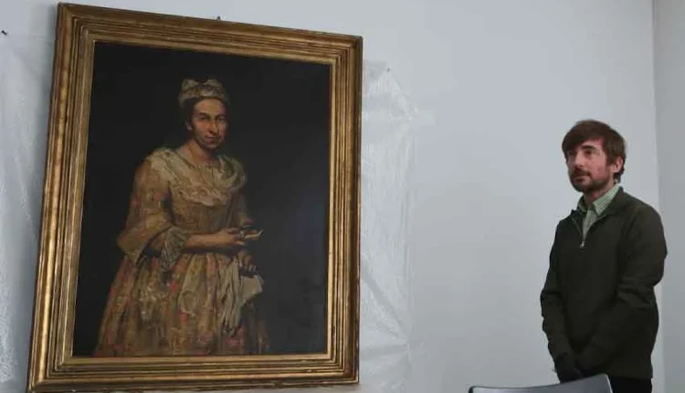The recovered 17th-century portrait of a woman by Italian artist Giuseppe Ghislandi.