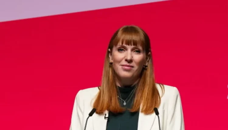 Angela Rayner speaking to the media after announcing her resignation as UK Deputy Prime Minister