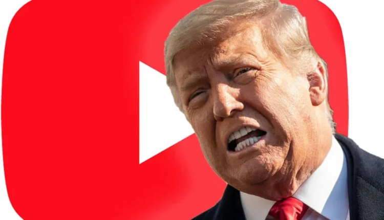 Donald Trump and YouTube logo representing $24.5 million settlement over account suspension dispute.
