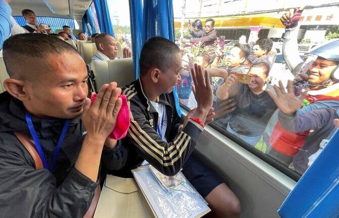 Remove term: Thailand Cambodia Ceasefire Thailand Cambodia CeasefireRemove term: Border Conflict Border ConflictRemove term: Peace Deal Peace DealRemove term: Cambodian Soldiers Released Cambodian Soldiers ReleasedRemove term: Humanitarian Relief Humanitarian ReliefRemove term: Border Clashes Border ClashesRemove term: Ceasefire Update Ceasefire UpdateRemove term: Southeast Asia News Southeast Asia News