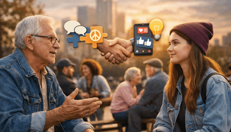 Generation Z Boomers Empathy Dialogue Reason Thinking Education Facts Awareness Youth ridging Generational Divides