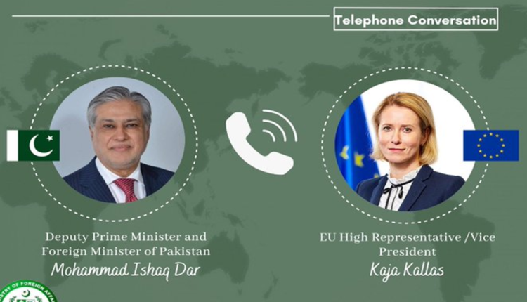 Ishaq Dar discusses regional issues with EU