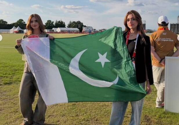 Jannat Mirza and Alishbah Anjum cheer for Team Pakistan during the Asian Games cricket final in Japan.