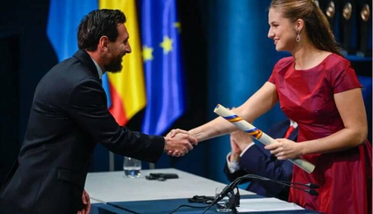 Lionel Messi receives the Princess of Asturias Award for Sports in Oviedo, Spain, in recognition of his outstanding football career and charitable work supporting disadvantaged children.